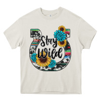 Cream western stay wild horsesho Heavy Core Tee - RanaPortraitStore