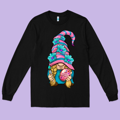 Easter Gnome Long Sleeve Tee Designed By Bundleandbundleshop