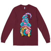 Burgundy Easter Gnome Long Sleeve Tee - BundleAndBundleShop