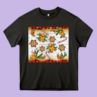 Christmas Gingerbread Cookies And Candy Cane Heavy Core Tee Designed By Nancycooperartshop