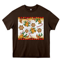 Chocolate Brown Christmas gingerbread cookies and candy cane Heavy Core Tee - NancyCooperArtShop
