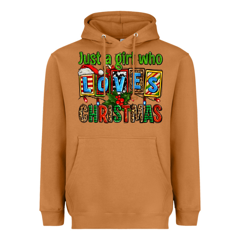Just A Girl Who Loves Christmas Heavyweight Hoodie by AdoDesignShop | Teevron