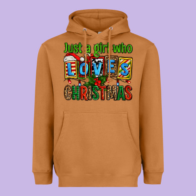 Just A Girl Who Loves Christmas Heavyweight Hoodie Designed By Adodesignshop
