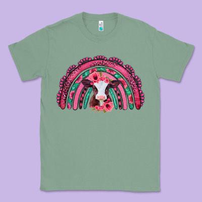 Valentines Day Pink Gemstones Baby Calf Rainbow Classic Tee Designed By Jasminsmagicworld
