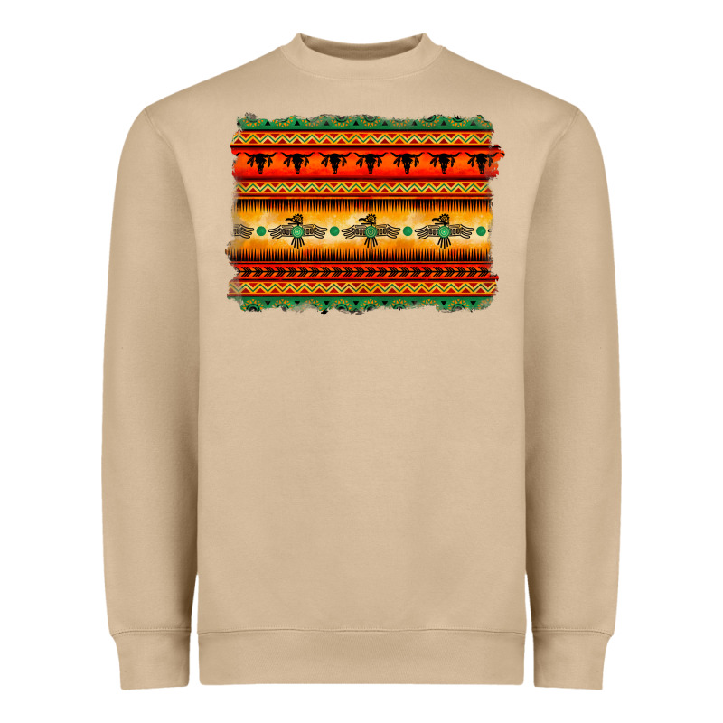 Bullskull Thunderbird Aztec Pattern Warm Colors Heavyweight Sweatshirt by BarkalooDesign | Teevron