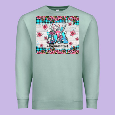 Da Dental Assistant Dentist Element With Flowers Premium Sweatshirt Designed By Adodesignshop