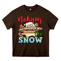 Chocolate Brown Baking through the snow Heavy Core Tee - NancyCooperArtShop
