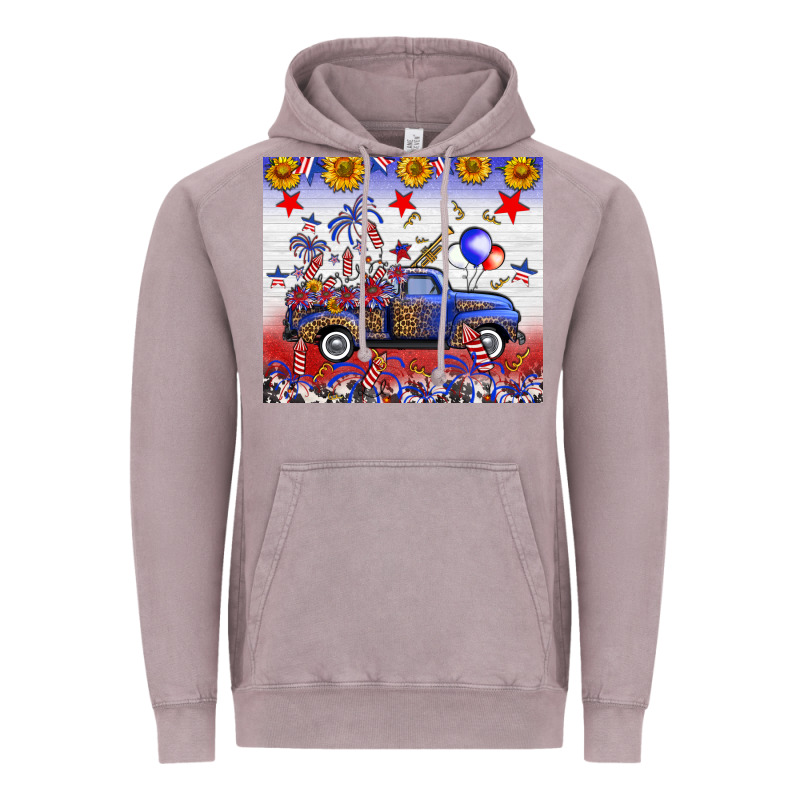 Fourth Of July Truck American Flag Vintage Hoodie by FaDigitalArtStudio | Teevron
