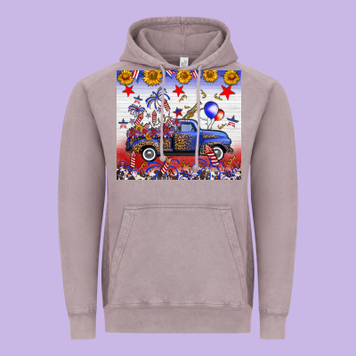 Fourth Of July Truck American Flag Vintage Hoodie Designed By Fadigitalartstudio