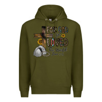Army Green for god so loved the world jhon Premium Hoodie - CowhideDigitalArt