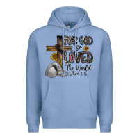 Colony Blue for god so loved the world jhon Premium Hoodie - CowhideDigitalArt