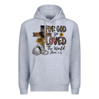 Heather Grey for god so loved the world jhon Premium Hoodie - CowhideDigitalArt