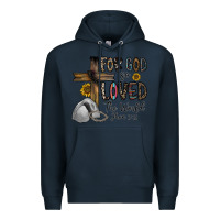 Navy for god so loved the world jhon Premium Hoodie - CowhideDigitalArt