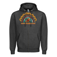 Charcoal Heather happy thanksgiving rainbow Zipper Hoodie - BarkalooDesign