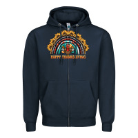 Navy happy thanksgiving rainbow Zipper Hoodie - BarkalooDesign