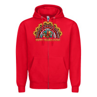 Red happy thanksgiving rainbow Zipper Hoodie - BarkalooDesign