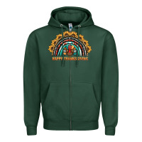 Sports Green happy thanksgiving rainbow Zipper Hoodie - BarkalooDesign