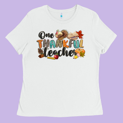 One Thankful Teacher Ladies Tee Designed By Cowgirlartshop