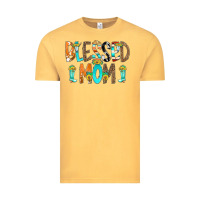 Vintage Mustard Blessed Mom Vintage Tee - CowCowDesign