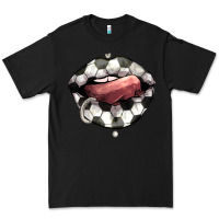 Black Soccer lips Premium Tee - HowdyJamesFarm