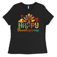 Black happy thanksgiving Ladies Tee - CowGirlArtShop
