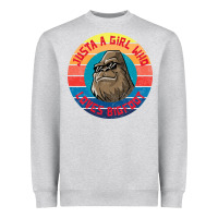 Heather Grey Retro Sunset Just A Girl Who Loves Bigfoot Heavyweight Sweatshirt - artisFamous