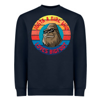 Navy Retro Sunset Just A Girl Who Loves Bigfoot Heavyweight Sweatshirt - artisFamous