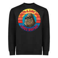 Black Retro Sunset Just A Girl Who Loves Bigfoot Heavyweight Sweatshirt - artisFamous
