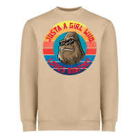 Mushroom Retro Sunset Just A Girl Who Loves Bigfoot Heavyweight Sweatshirt - artisFamous