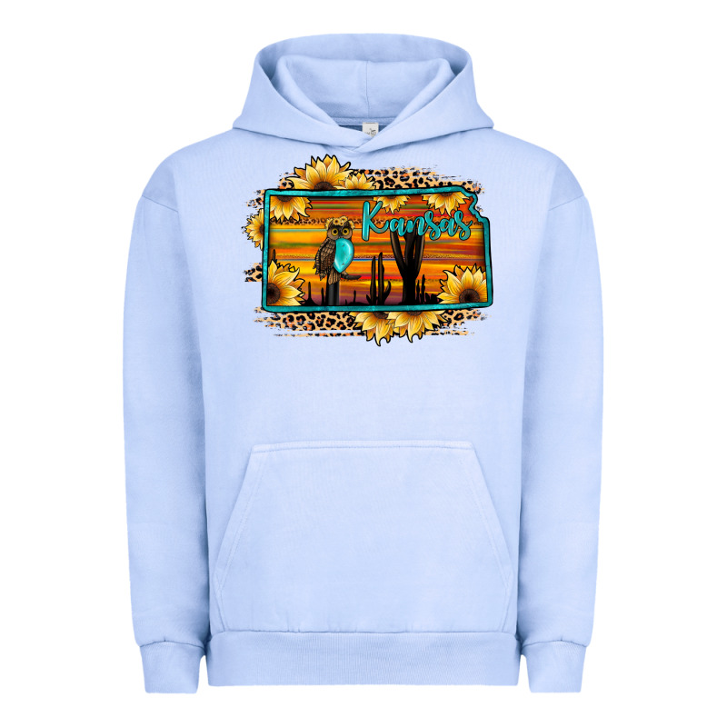 Kansas Owl Sunset Sunflower Map Urban Hoodie by JahusDesignShop | Teevron