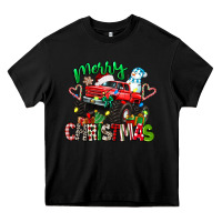 Black merry christmas monster truck Heavy Core Tee - texasbilliewilder
