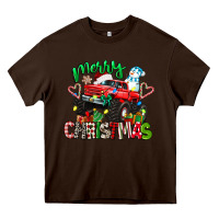 Chocolate Brown merry christmas monster truck Heavy Core Tee - texasbilliewilder
