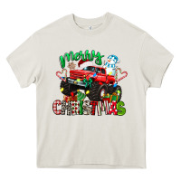 Cream merry christmas monster truck Heavy Core Tee - texasbilliewilder