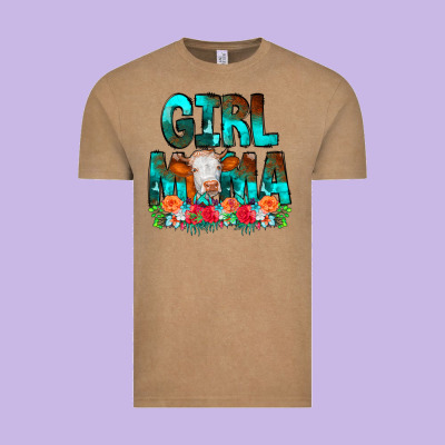 Girl Mama Flowers Cow Vintage Tee Designed By Cowcowdesign