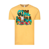Vintage Mustard Girl Mama Flowers Cow Vintage Tee - CowCowDesign
