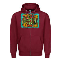 Burgundy cactus christmas Zipper Hoodie - BarkalooDesign