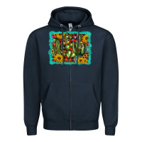 Navy cactus christmas Zipper Hoodie - BarkalooDesign