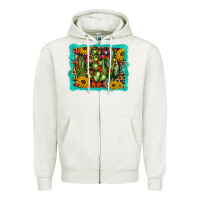 Oatmeal Heather cactus christmas Zipper Hoodie - BarkalooDesign