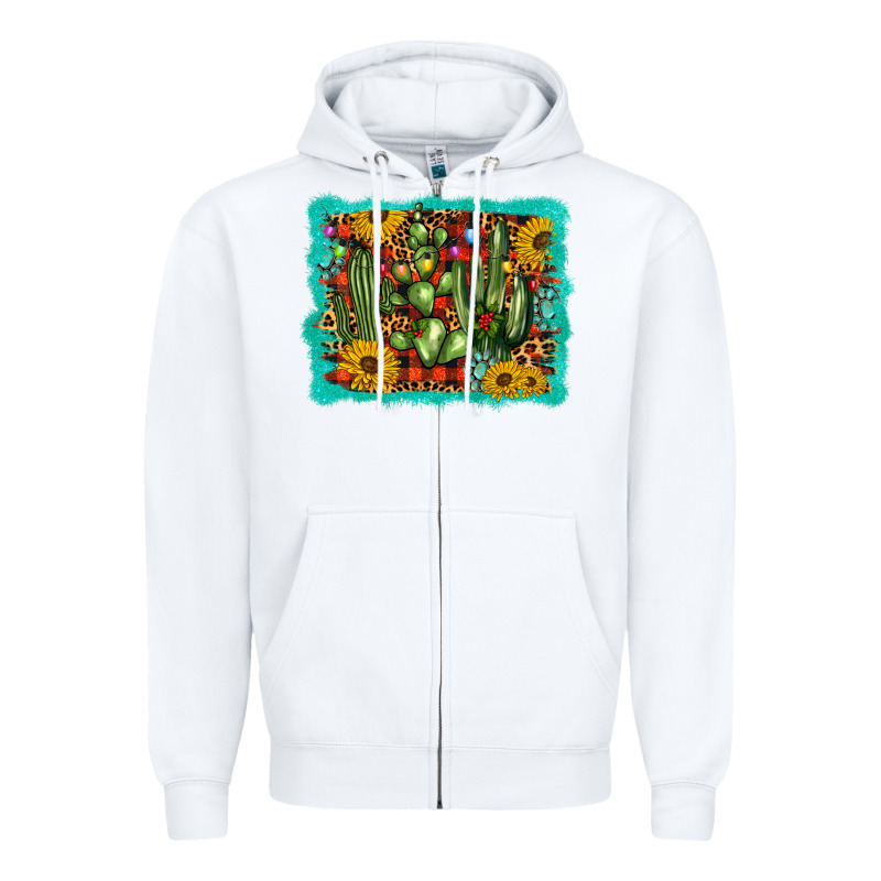 Cactus Christmas Zipper Hoodie by BarkalooDesign | Teevron