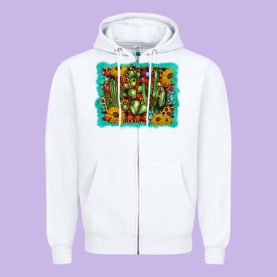 Cactus Christmas Zipper Hoodie Designed By Barkaloodesign