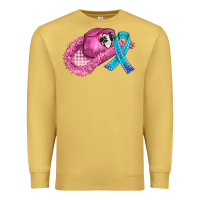 Antique Gold cowboy hat and cancer ribbon Premium Sweatshirt - AdoDesignShop