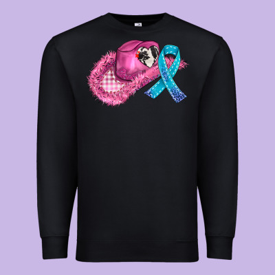 Cowboy Hat And Cancer Ribbon Premium Sweatshirt Designed By Adodesignshop