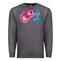 Charcoal Heather cowboy hat and cancer ribbon Premium Sweatshirt - AdoDesignShop