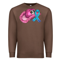 Chestnut cowboy hat and cancer ribbon Premium Sweatshirt - AdoDesignShop
