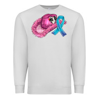 Dove Grey cowboy hat and cancer ribbon Premium Sweatshirt - AdoDesignShop