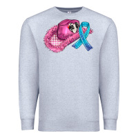 Heather Grey cowboy hat and cancer ribbon Premium Sweatshirt - AdoDesignShop