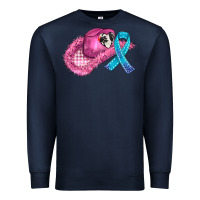 Navy cowboy hat and cancer ribbon Premium Sweatshirt - AdoDesignShop