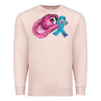 Pale Pink cowboy hat and cancer ribbon Premium Sweatshirt - AdoDesignShop