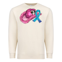 Sandshell cowboy hat and cancer ribbon Premium Sweatshirt - AdoDesignShop