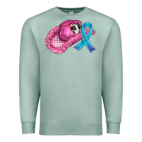 Seafoam cowboy hat and cancer ribbon Premium Sweatshirt - AdoDesignShop